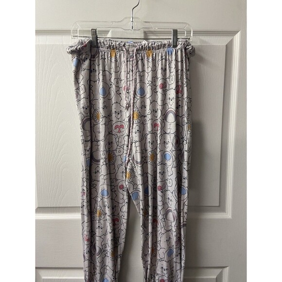 Care Bears Pajama Pants Womens Size Large Light Gray Pull On Tie Jogger Style - Picture 2 of 6